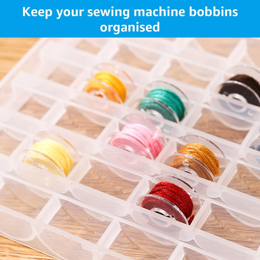 12PCS Plastic Empty Bobbin Storage Case, 25 Slots Bobbin Case Holder, Transpa...