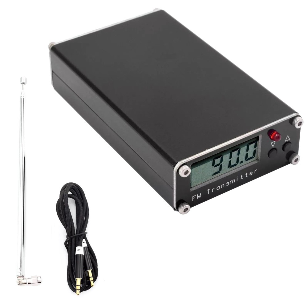 FM-D5W2 5V 0.5W FM Transmitter 76MHz-108MHz LCD Display Stereo Audio w/ Antenna