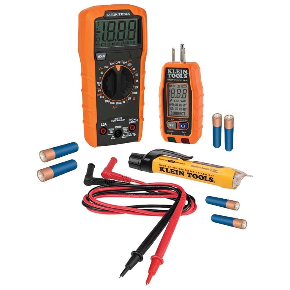Complete Electrical Testing Kit: Klein Tools Multimeter, GFCI, & Voltage Tester