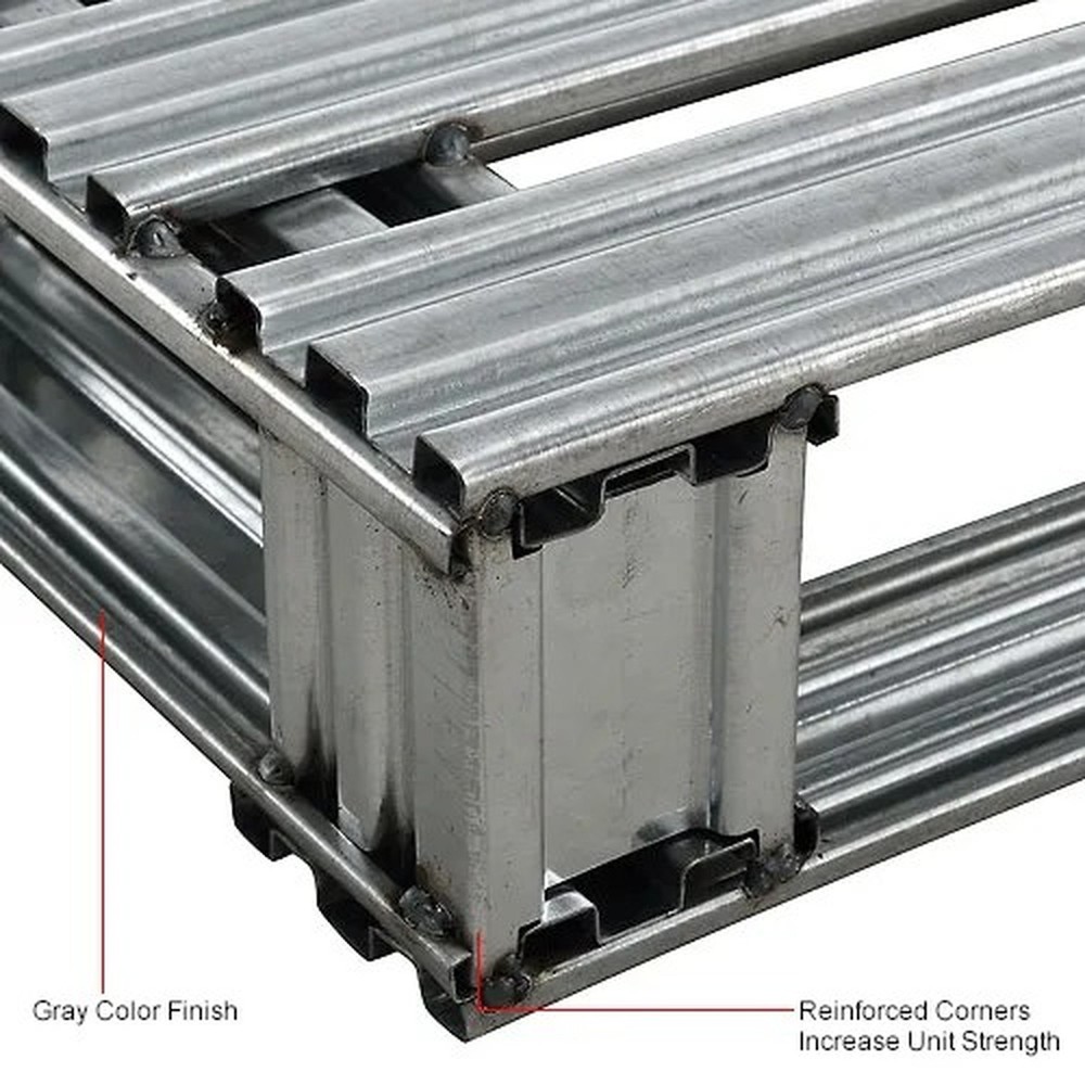 Stackable Open Deck Pallet, Galvanized Steel,2-Way,36"x36",8000 Lb Stat Cap
