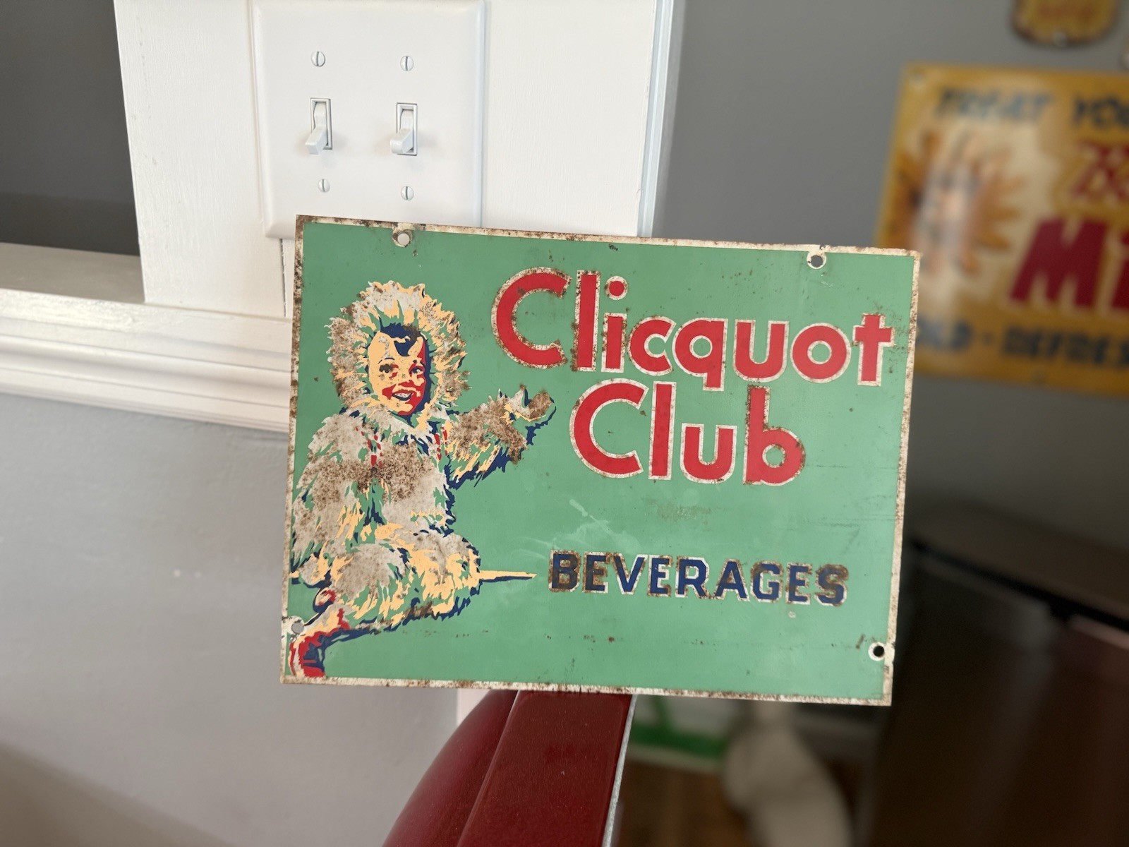 Clicquot Club Soda Double-Sided Bottle Rack Advertising Sign