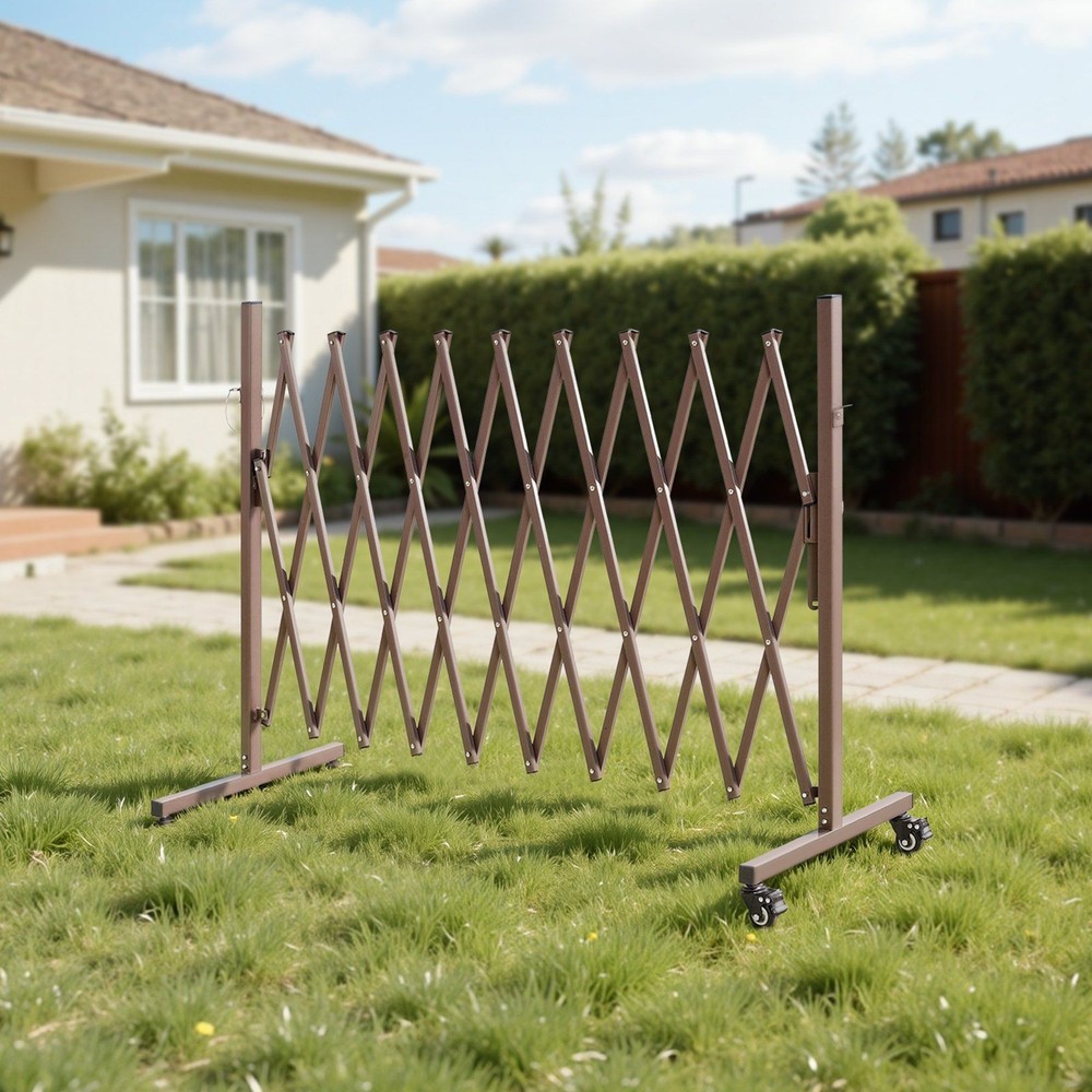 Mobile Folding Barricade: 10FT Extendable, Locking Casters, Patio/Garden Use