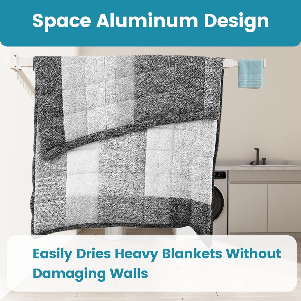 Clothes Drying Rack Wall Mounted, Laundry Drying Rack Collapsible, Foldable &...