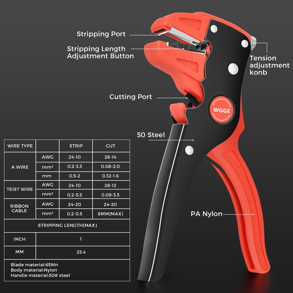 Automatic Wire Stripper and Cutter, 2 IN 1 Wire Stripper Tool, Adjustable