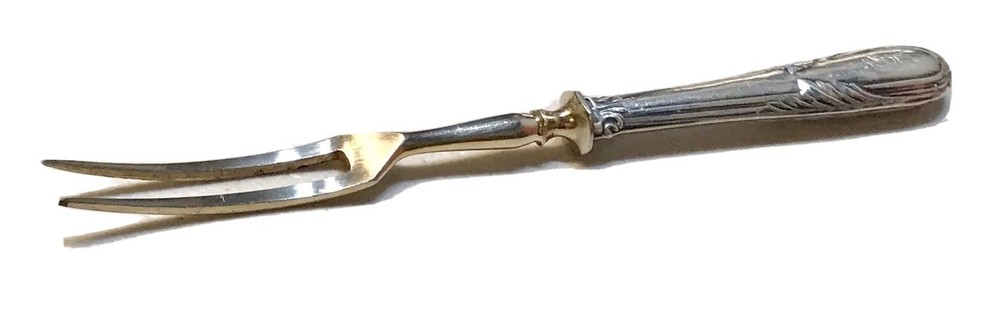 Vintage Antique Early 20C Russian Soviet Silver 875 Monogram Flatware Fork Old