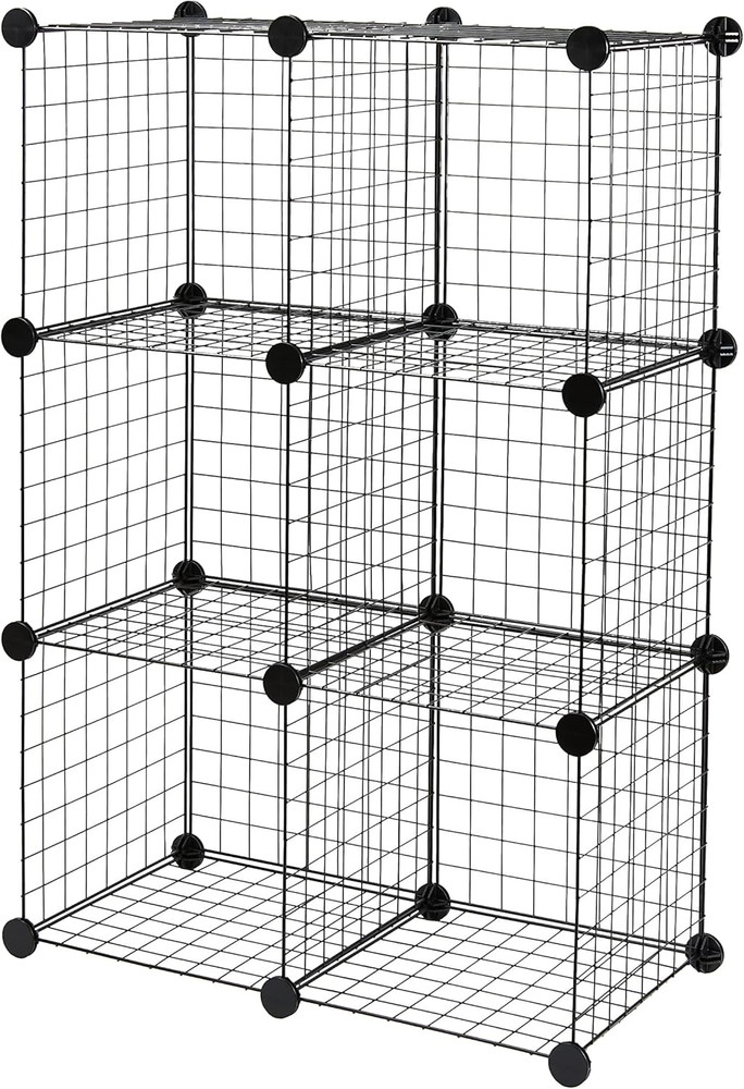 Amazon Basics Cube Wire Grid Stackable Storage Shelves, 6-Cube, 12.6"D X 26"W X
