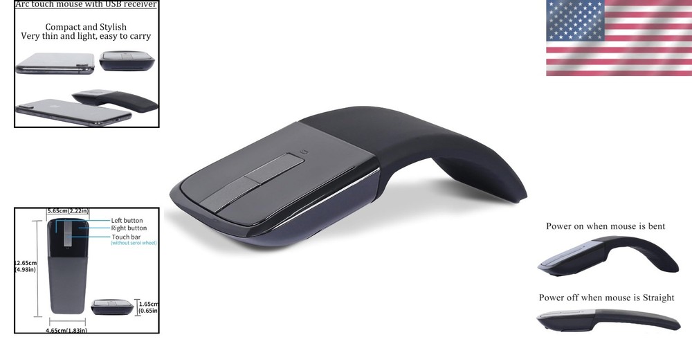 Compact Bluetooth Arc Mouse - Wireless Travel Companion for Laptops & Tablets
