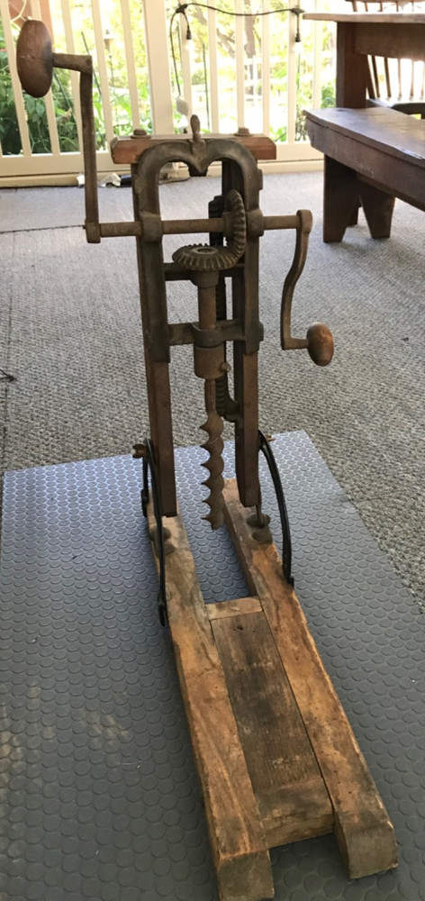Antique Folding Hand Crank Barn/Post/Beam Drill Boring Machine