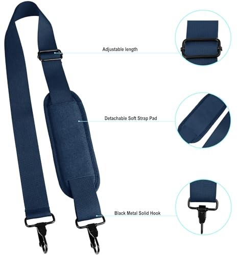 Shoulder Strap 56 inch, Universal Adjustable Thick Soft Duffel Bag Deepblue
