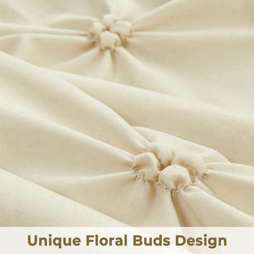 King Size Comforter Set Cream, 3 Pieces Bed Lightweight Solid Bedding