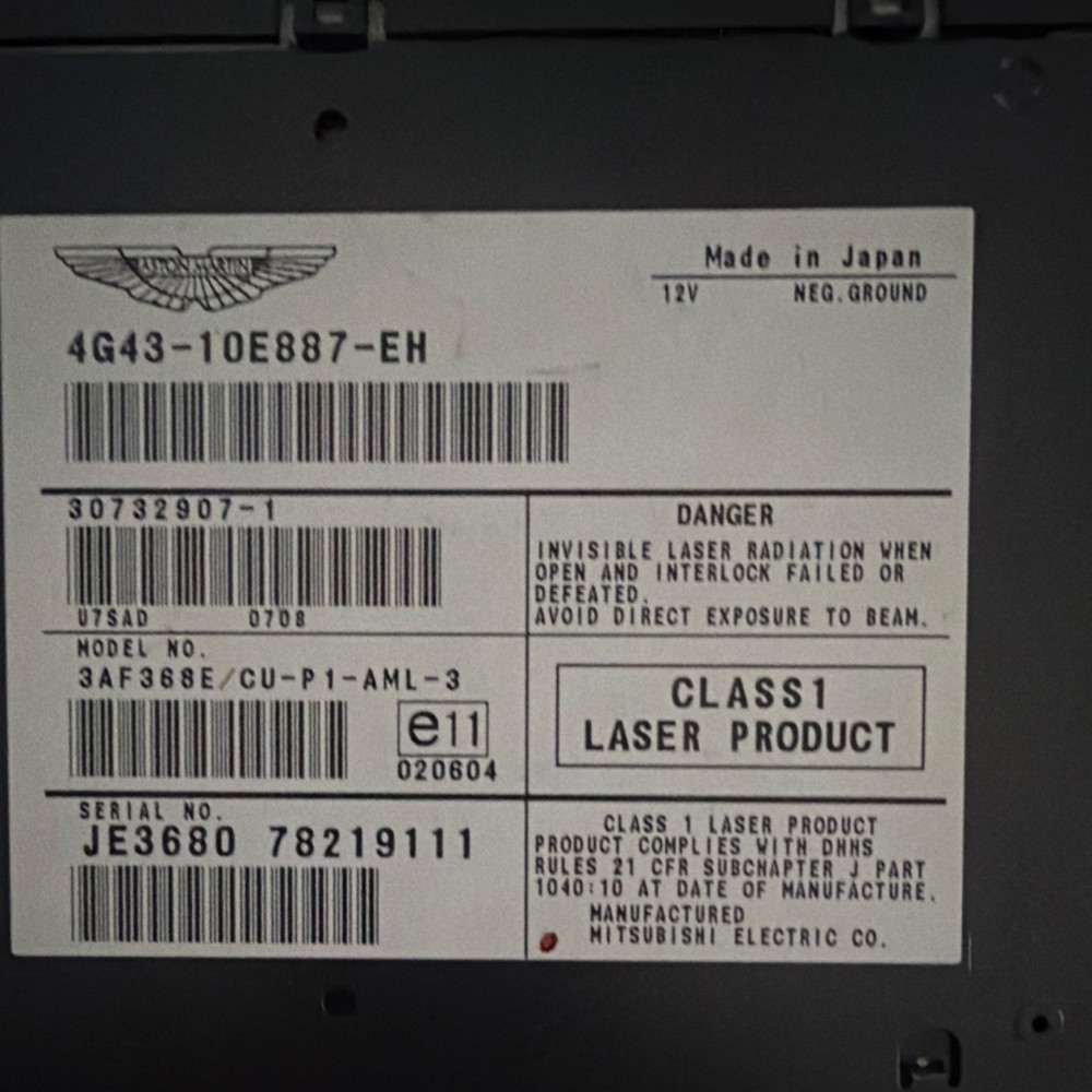 Aston Martin Vantage Navigation DVD DISC DRIVE
