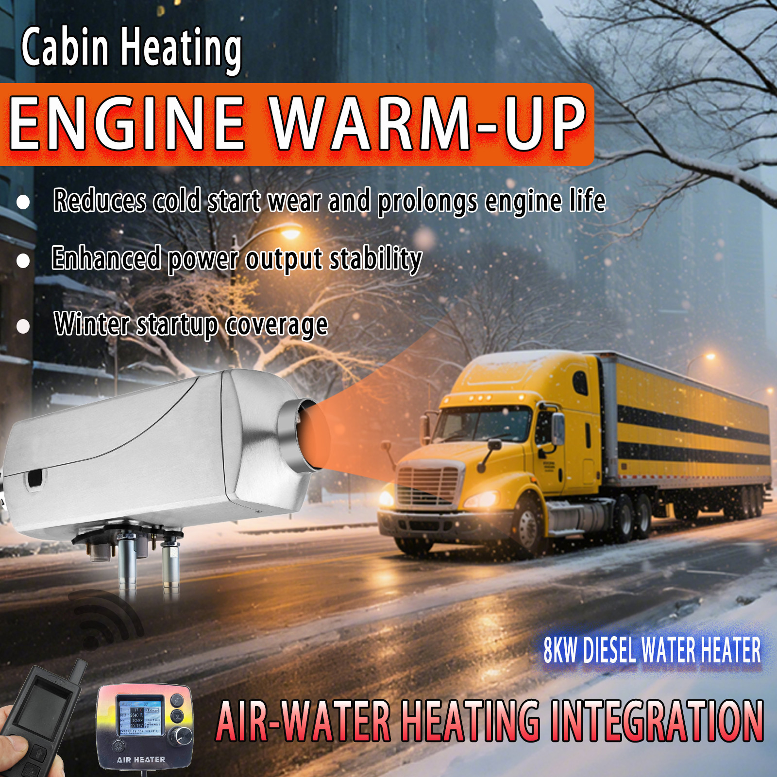 Diesel Heater 12V 8KW Air Water Heater with 2-way remote control LCD display