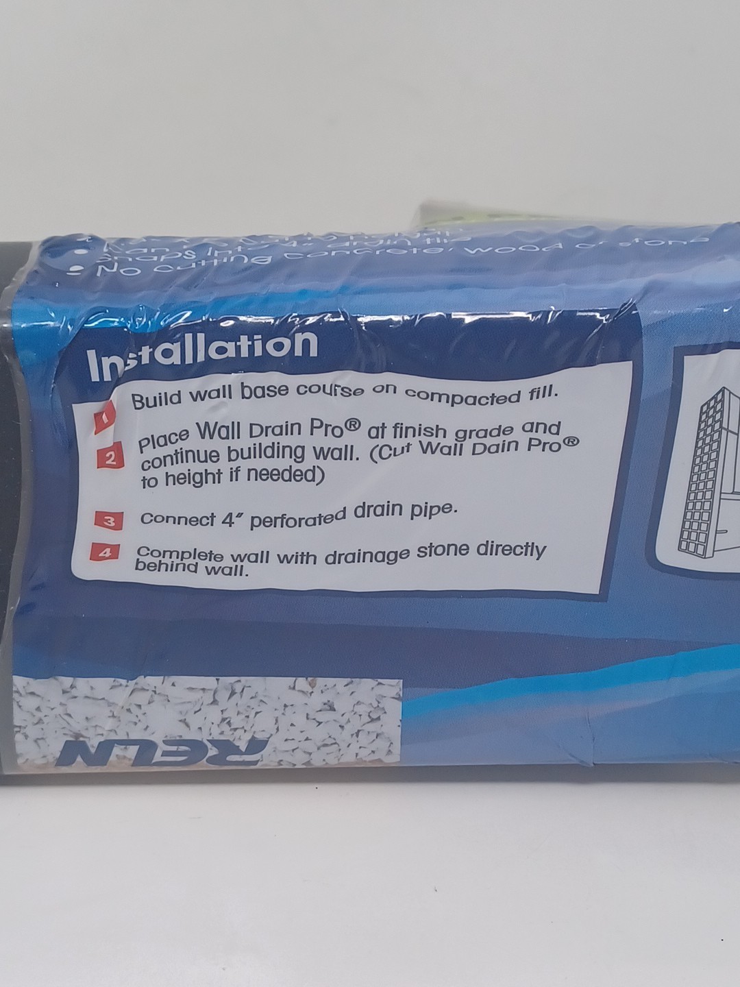 Reln Wall Drain 4 in. x 14 in. Universal Retaining Wall Block Channel Drain Gray