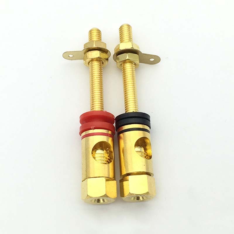 2pcs Audio speaker Binding Post Terminal 4mm Banana Plug Socket Gold Extra Long