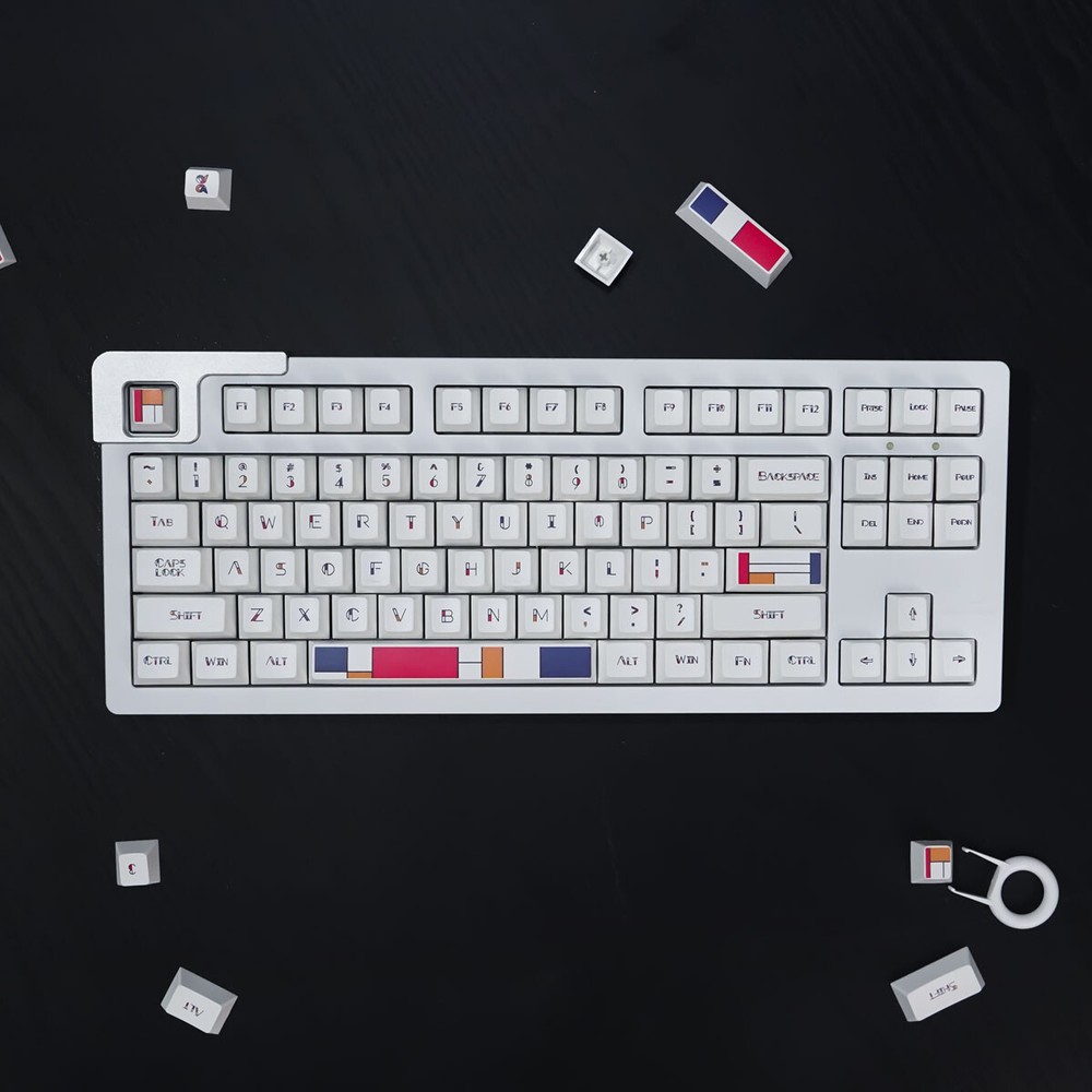 Mondrie Abstract White Theme keycaps 142Pcs/set PBT Cherry Profile