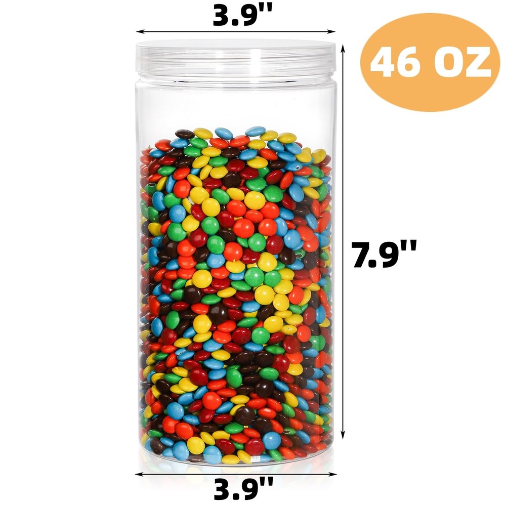 8 Pack Clear Plastic Jars With Lid 46 Oz Round Candy Storage Jars Empty Large Ma