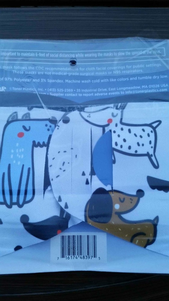 2 Pack Soft Stretch Dogs/Solid Face Mask Wicks Away Moisture Adjustable Fit USA