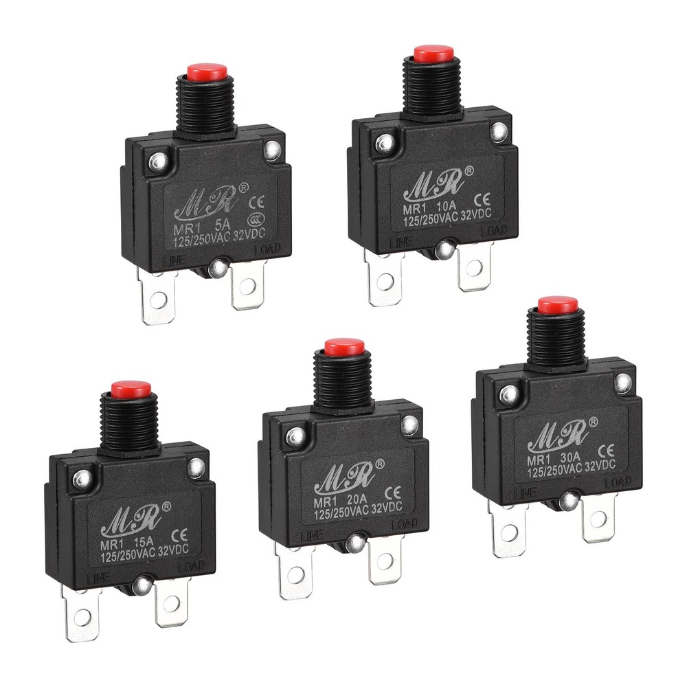 Circuit Overload Protector 5A/10A/15A/20A/30A Push Button for Air Compressor