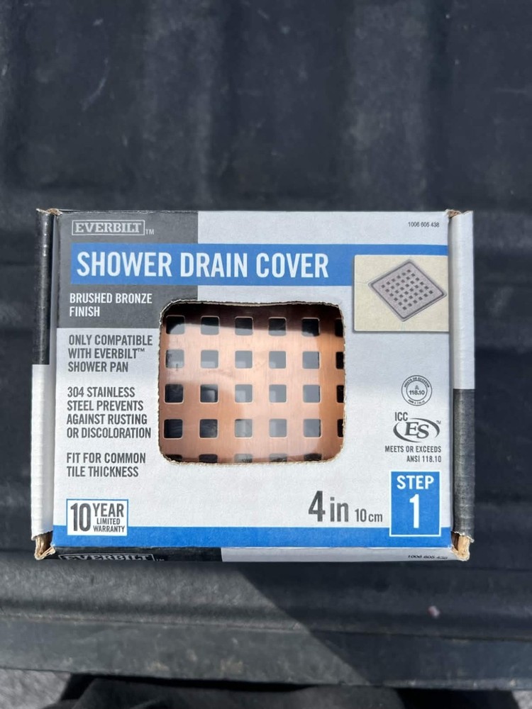 Everbilt Watershield Shower System 4" Bronze Square Grid Drain Grate