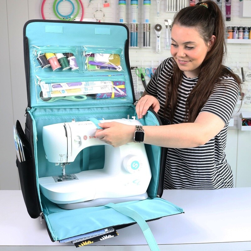 Rolling Sewing Machine Storage Tote W/ Wheels & Multiple Pockets Travel New