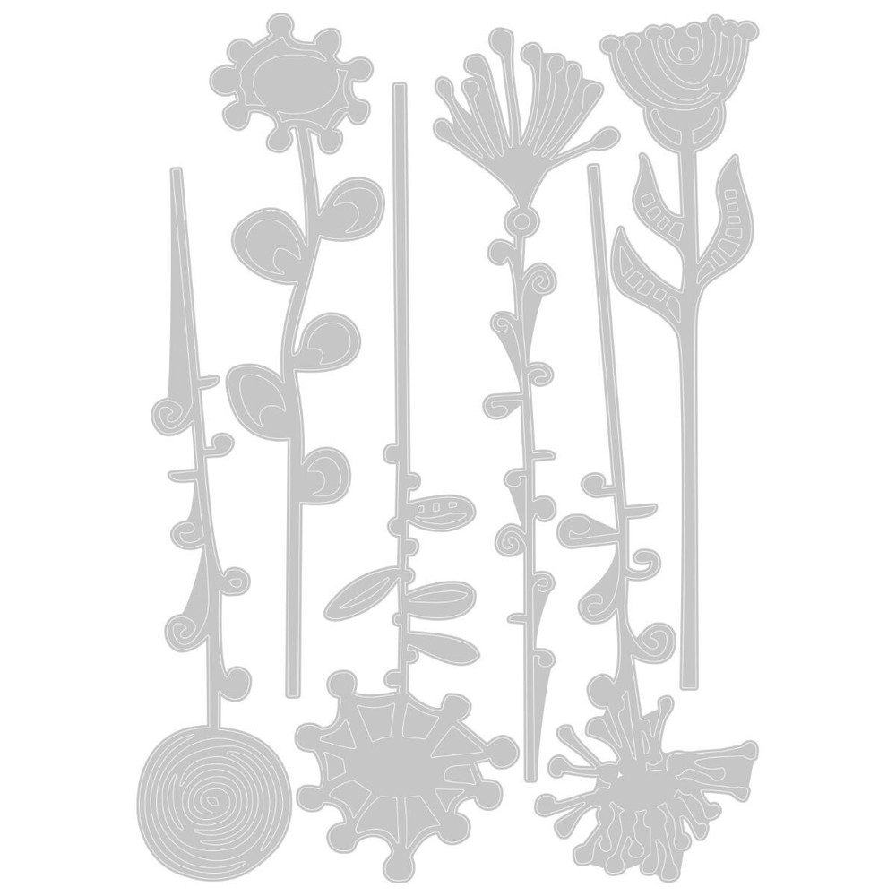 Artsy Stems Flowers Sizzix Thinlits Thin Metal Die Set by Tim Holtz 665846 NEW!