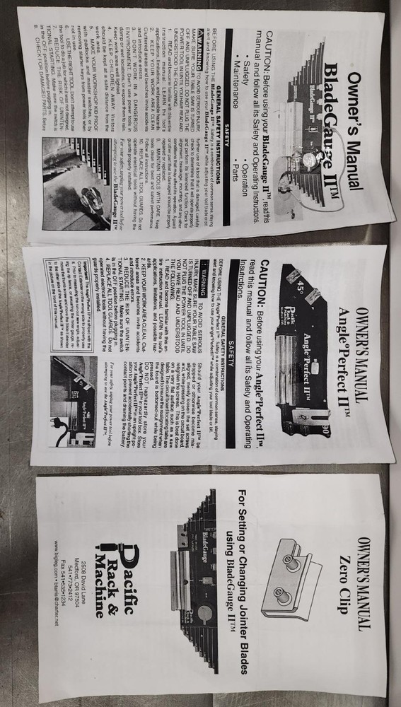 Pacific Rack & Machine Angle Measuring and Blade Gauge Tools