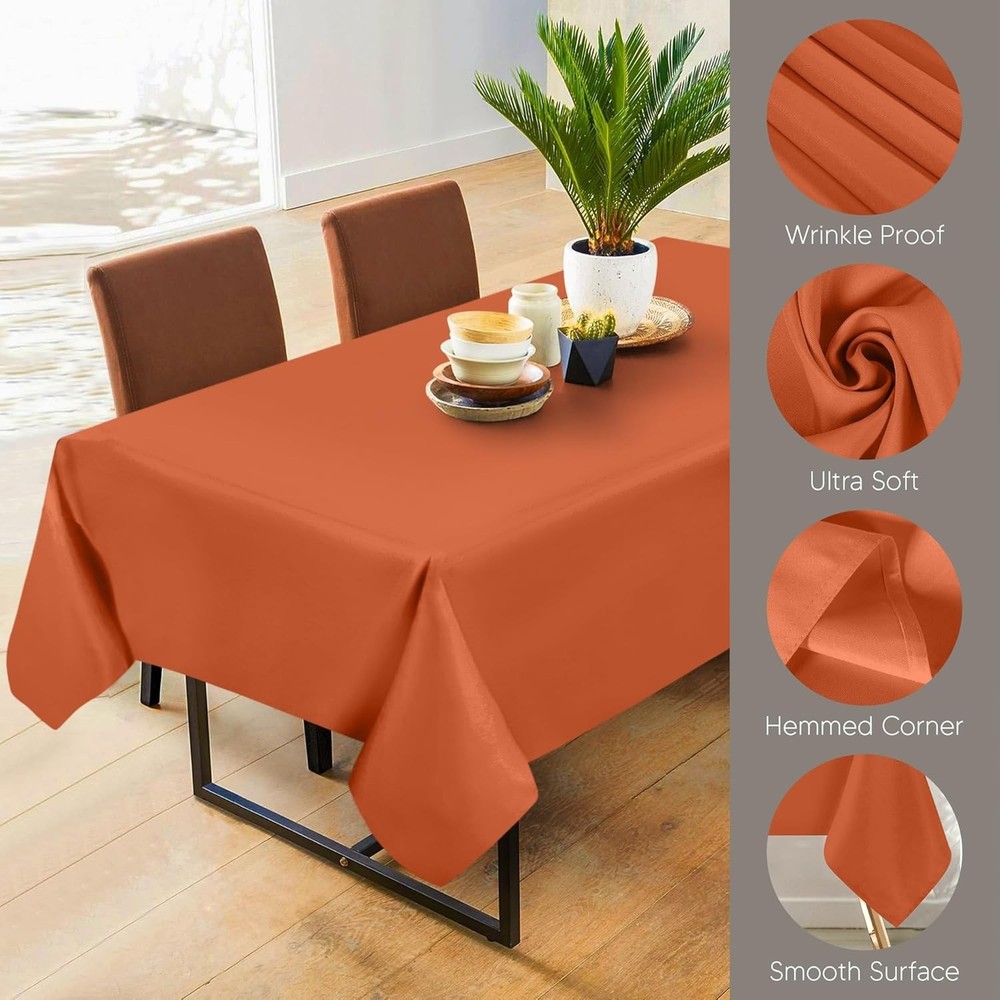 Orange Rectangular Table Cover 60x84 Inches Polyester Stain Resistant for Events