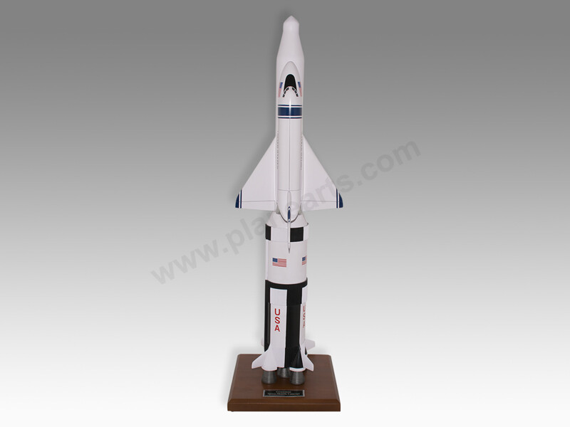 Saturn V NASA Moon Rocket with Shuttle Orbiter Solid Wood Handmade Desktop Model