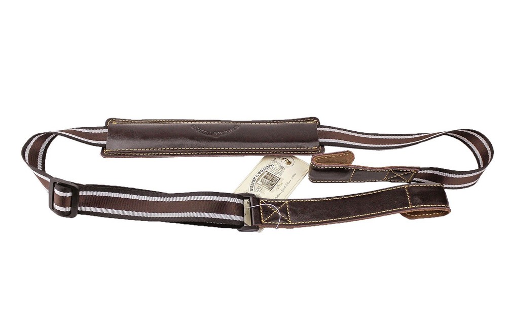 Walker & Williams U-66-Brown Double Hook Ukulele Shoulder Strap Hands Free 