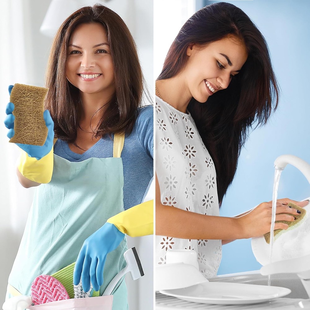 Biodegradable Natural Kitchen Sponge - Compostable Cellulose and Coconut Walnut