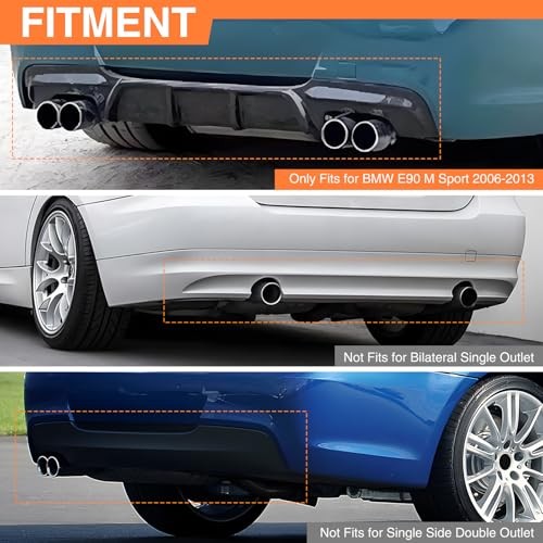 Rear Diffuser Compatible with E90 M Sport 2006-2013 MP Bilateral Dual Outlet