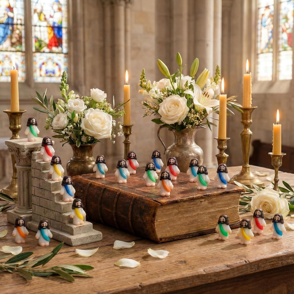 200 Pack Mini Jesus Figurines Bulk Easter Tiny Jesus Figures Pocket Rubber Toys