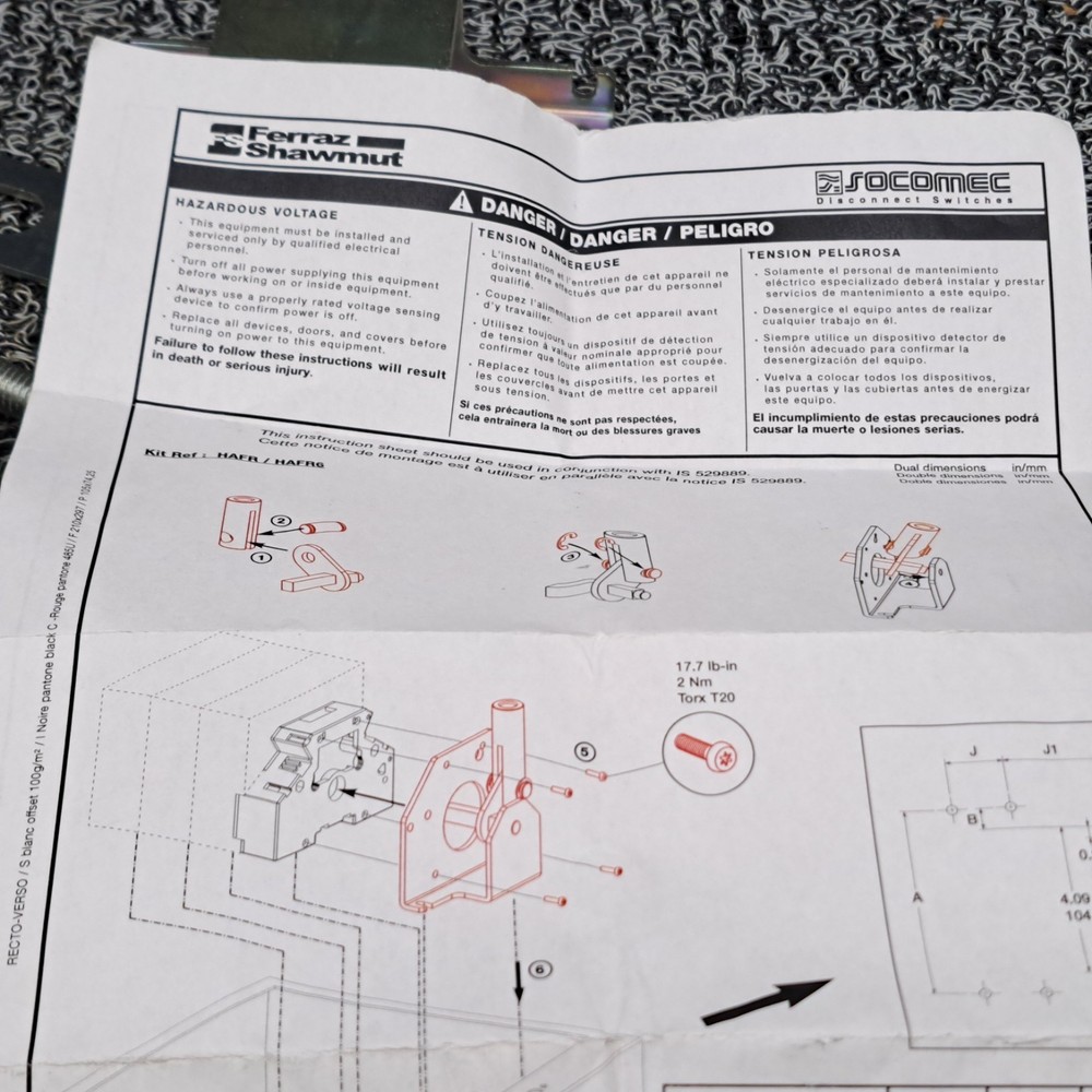 Ferraz Shawmut Disconnect Switch Hardware Kit HAFR/HAFR6