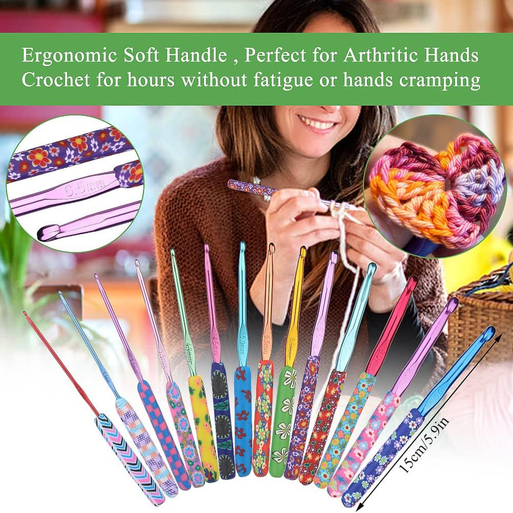 116PCS Crochet Hooks Set Ergonomic Kit with Case DIY Tools for Beginners