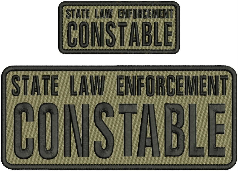 S LAW E CONSTABLE EMB PATCH 4X10 AND 2X5 HOOK ON BACK COYOTE TAN/BLACK