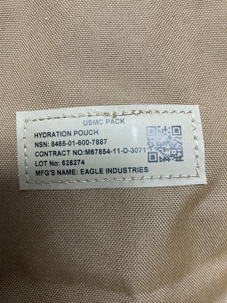 USMC Pack Hydration Pouch Eagle Industries 8465-01-600-7887 Coyote