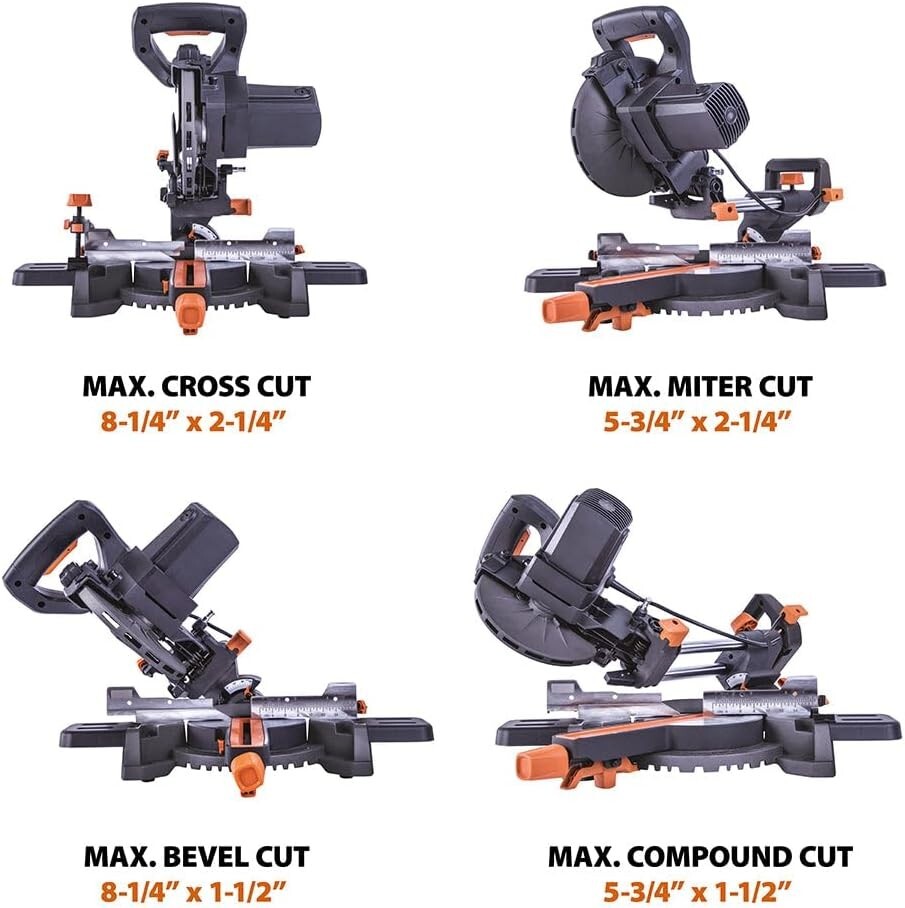 Power Tools R185SMS+ Sliding Miter Saw with Multi-Material Cutting, 45 Degree Be