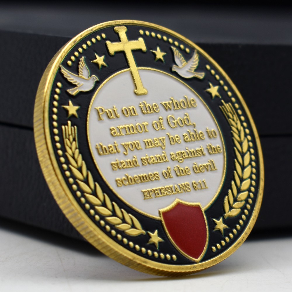 Christian Knight Armor of God Challenge Coin Religious Collectibles Medal Gift