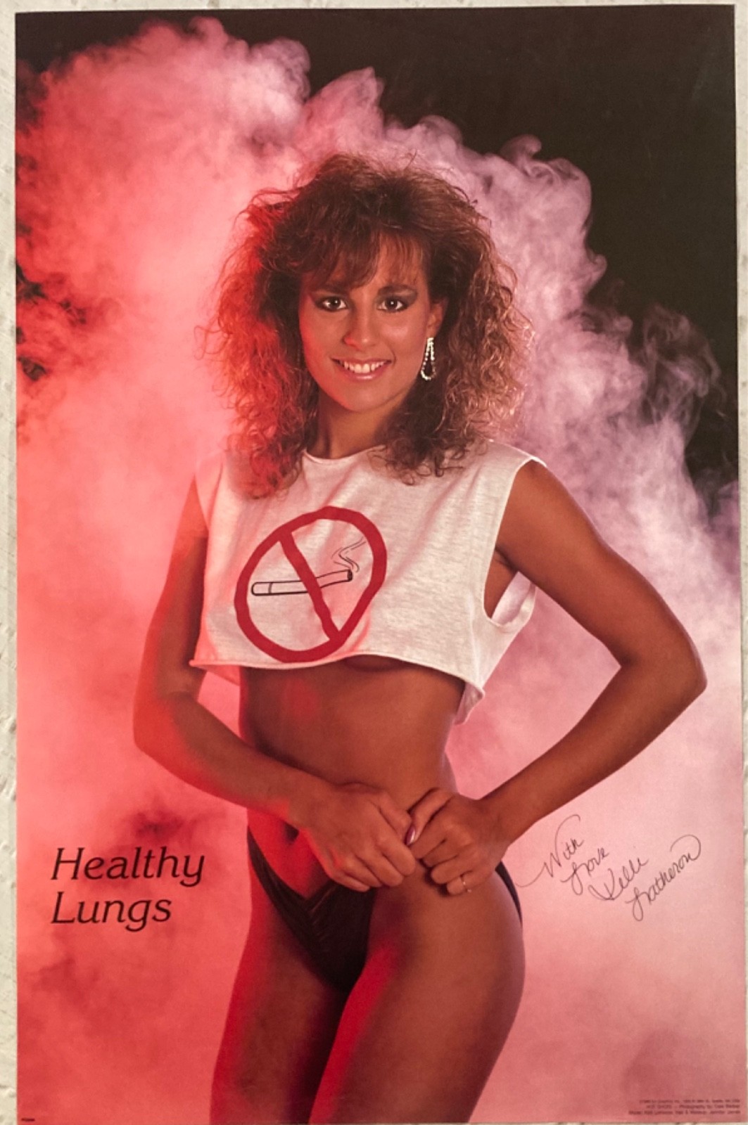 Healthy Lungs 1986 Poster Kelli Latherow Sexy Crop Top Girl Bikini Bottom Pinup