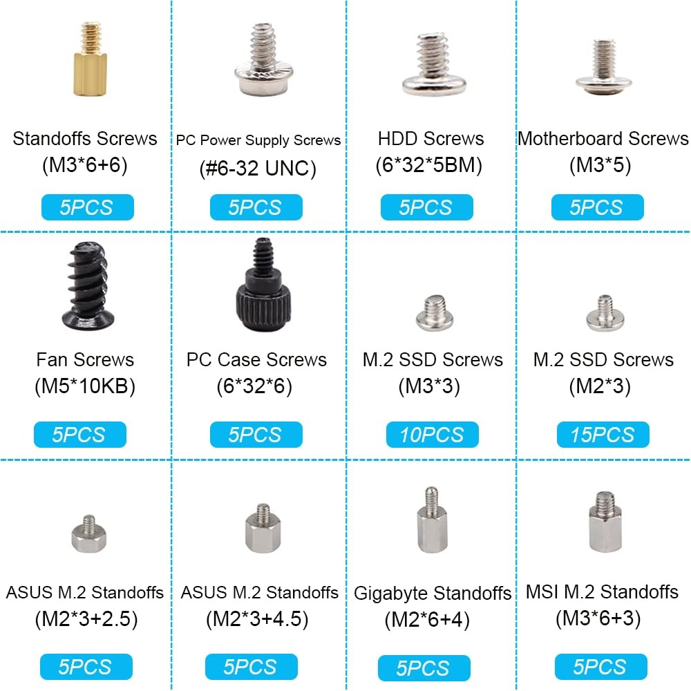 M2 Screw Kit PC Motherboard SSD Standoff Set