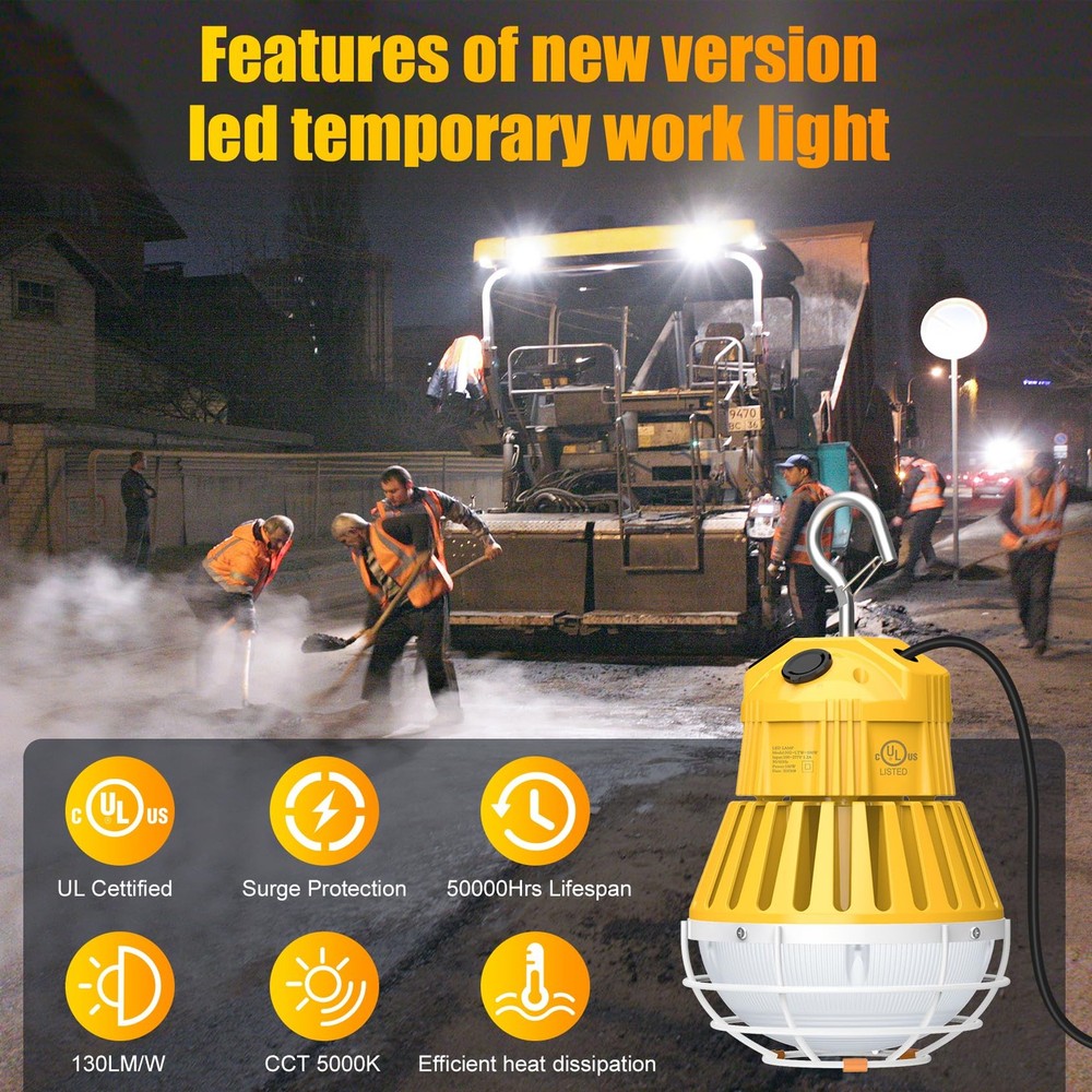 LED Temporary Work Light 100W Warehouse Construction Hanging Lights -Linkable