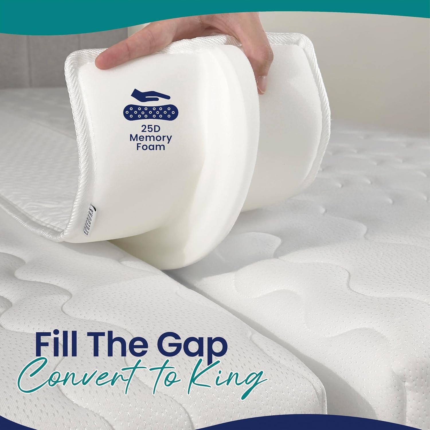 10" Extra Wide Bed Bridge Twin to King Converter Kit - Split King Gap Filler for