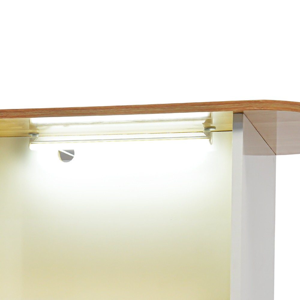 Modern Reception Desk with LED Lights, Office Front Counter & Storage