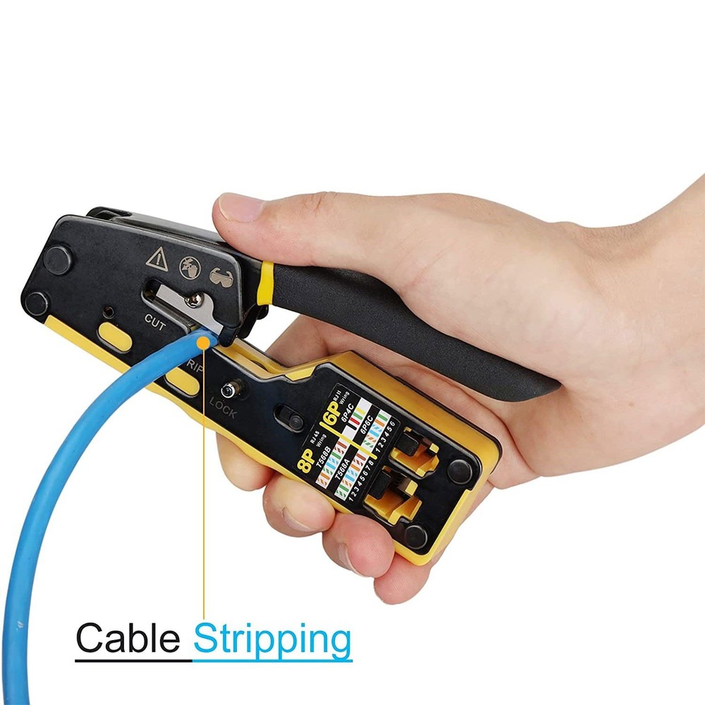 Crimp Tool Pass Through Crimper Cutter Modular Connector All-in-one Wire Tool