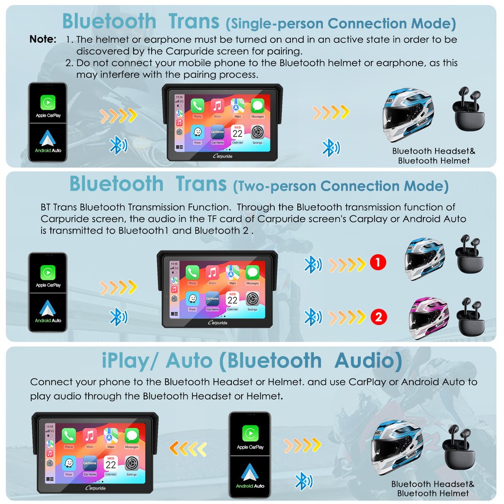 Carpuride W502B Pro BMW Motor Carplay Android Auto Intercom Compass Waterproof