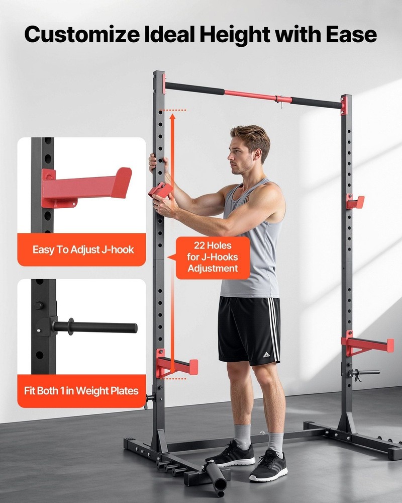 Power Cage Rack, Multifunctional Squat Rack for Home Gym, Width-Adjustable