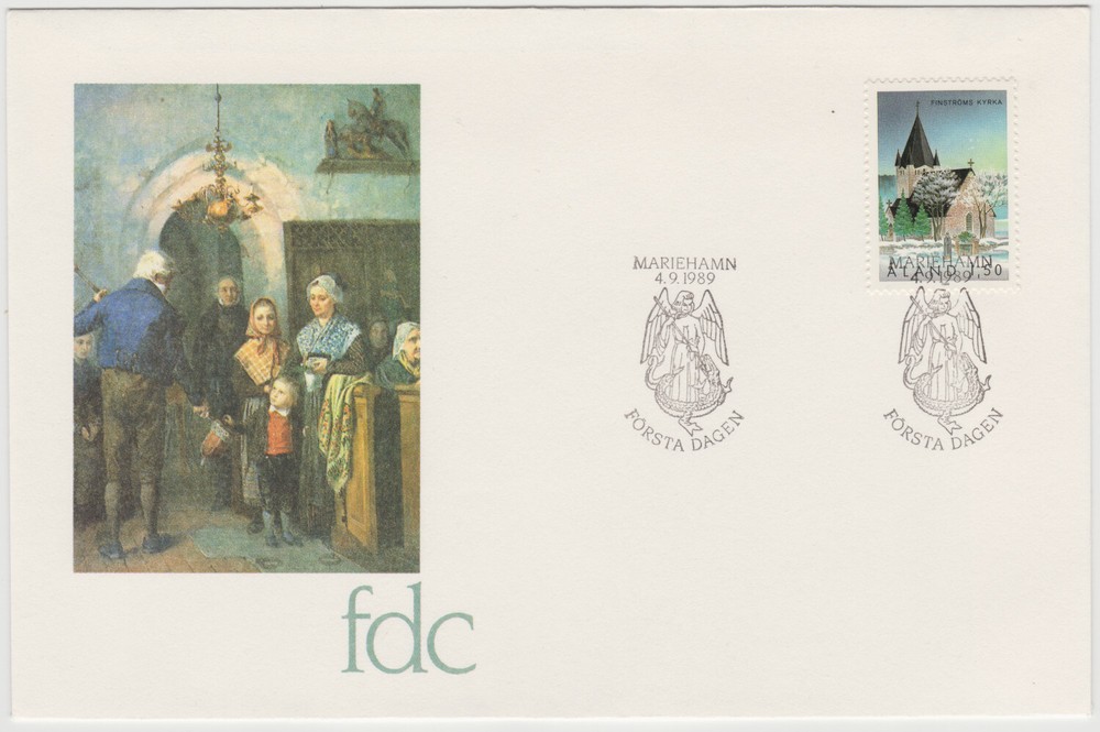 Aland FDC 1989, Finstrom Church, Mint