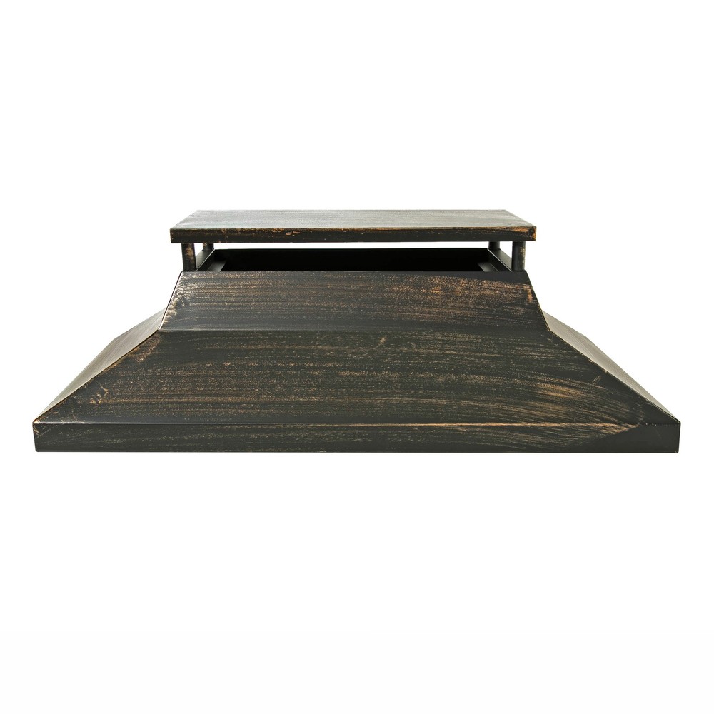 37 Inch Rectangular Bronze Outdoor Wood Burning Fireplace with Log Storage