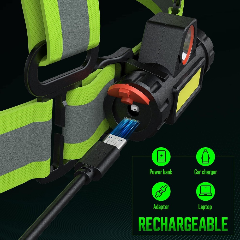 Running Lights for Runners, Reflective Vest with LED Chest Light＆Back War