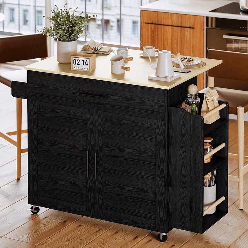 Multifunctional Kitchen Island Drop Leaf Countertop Storage Rolling Cart New